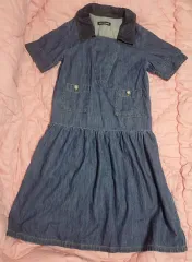 在庫処分 状態良し LUCKY CHOUETTE ラッキーシュエトゥ セーラー デニム ロング丈ワンピース 36サイズ