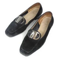 Salvatore Ferragamo フェラガモ ローファー 6.5C パンプス スエード シルバープレート 黒