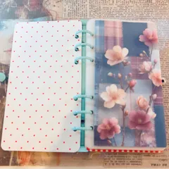 A6 savingリフィル 家計管理 6枚 ◎花柄 パッチワーク くすみブルー 貯金 バインダー 6穴対応 トレーシングペーパー 書き込み可能 ハンドメイド 封筒 韓国
