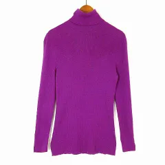 ユニクロ UNIQLO エクストラファイン メリノ リブ タートル セーター ニット ウール 長袖 XL 紫 パープル 大きいサイズ