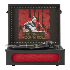 新品 Arkrocket x Elvis Bluetoothポータブルレコードプレーヤー 3スピード Bluetooth入力・出力対応 ターンテーブル 磁気カートリッジ内蔵スピーカー オートオフ機能付き - エルヴィス・プレスリー '68