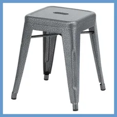 スチール製（ハンマートーン仕上げ）のスツール（スタッキング可能）「W39×D39×H45cm　座面30×30cm」No.131／ブラック