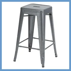 スチール製(ハンマートーン仕上げ)のハイスツール(スタッキング可能)「W41×D41×H66cm 座面30×30cm」No.132/ブラック