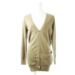 ナチュラルビューティーベーシック NATURAL BEAUTY BASIC カーディガン ニット Vネック 長袖 アンゴラ混 ミドル丈 ふんわり なめらか M カーキ /CK18