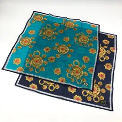 新品 セリーヌ ハンカチ 2枚セット 宝石 チェーン柄 綿100% ブルー ネイビー