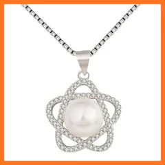 【新品】 Deelfel ネックレス レディース ブランド シルバー ベネチアンチェーン 細目 ジルコニア パール 星ネックレス おしゃれ スターペンダント 一粒 真珠 ステンレス 金属アレルギー対応 彼女 誕生日 ギフト アクセサリー 0