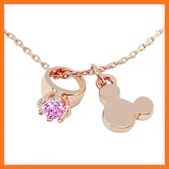 【新品】 [ＤＩＳＮＥＹ] ディズニー 誕生石 ネックレス アクセサリー スワロフスキー 10月 ライトローズ 誕生石ネックレス ピンクゴールド 24金 加工 レディース ジュエリー アクセサリー グッズ 誕生日 プレゼント ギフト 専用ボックス付き [並 1