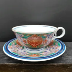 ④ 林九郎窯 コーヒー碗皿 カップ＆ソーサー 古伊万里 染錦 金襴豪華 有田焼 S360