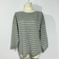 【大きいサイズ】eur3 ボーダーニット グレー系 体系カバー/LL～3L相当