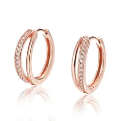 37.2°C ピアス レディースフープ リングピアス 18Kコーディングシルバー925ジルコニアピアス シルバー18金 (ピンクゴールド) 金属アレルギー対応 つけっぱなし 1