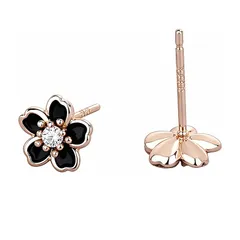 Umiwe レディース S925シルバー つけっぱなし ピアス 金属アレルギー対応 小さめ 花ピアス シンプル ゴールド ジルコニア 5つの花びら ジルコニア 誕生日プレゼント ギフト 結婚式 両耳用 (ローズゴールド) 1