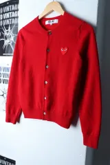 COMME des GARCONS コム・デ・ギャルソン ニット カーディガン ハートロゴ レッド ウール Kitsch-17041