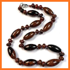 【新品】 [Rockyu] ネックレス ターコイズ レディース シンプル 天然石ネックレス 円丸 算盤ビーズ 水滴 数珠 ビーズネックレス セーターチェーン ロングネックレス 誕生日 人気 プレゼント (ブラウンブラック)