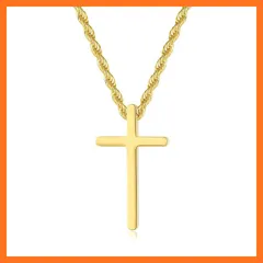 【新品】 [GAVU] ステンレススチール スモール ゴールド 十字架ネックレス 人気ネックレス メンズ 1