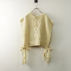 美品 サマンサモスモス Samansa Mos2 SM2 x kazumi ウールケーブルニットベスト F＼オフホワイト ノースリーブ リボン【2400014781861】