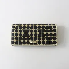 ケイトスペード kate spade ジャガード ロング フラップ ウォレット ｜ブラック ベージュ カード入れ コインケース【2400014787870】