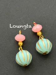 4171ピンク ブルー 小ぶりピアス 樹脂ピアス