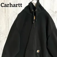 Carhartt カーハート フルジップ フーディ スウェット パーカー メンズ XL ブラック 黒 メキシコ製 USA古着 ワーク ストリート ビッグシルエット　25-9-116