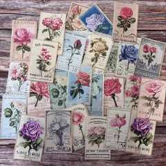 コラージュ素材　花切手風❷32枚　ラッピング　ジャンクジャーナル　インテリア