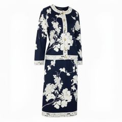 レオナール　花柄　セットアップ　濃紺 LEONARD（レオナール） #sxc セットアップ M 紺 マルチ ツーピース