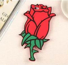 iPhone7Plus ケース iPhone8Plus ケース 背面ケース ケース カバー バラ 薔薇 シリコンカバー 面白い インパクト インスタ映え 驚かれる ビックリ 目立つ 赤 