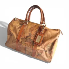 プリマクラッセ 地図柄レザー ボストンバッグ 横幅約38cm