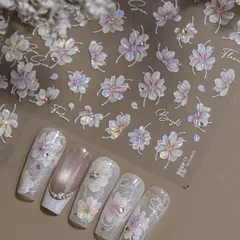 匿名配送⭐︎ネイルシール　立体　3D 大ぶり　フラワー　ピンク　ホログラム　4998