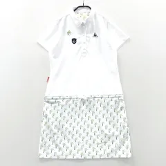 サイズ：LL LE COQ GOLF ルコックゴルフ  半袖 ポロワンピース ヤシの木 総柄 ホワイト系 [240101553069] ゴルフウェア レディース ストスト