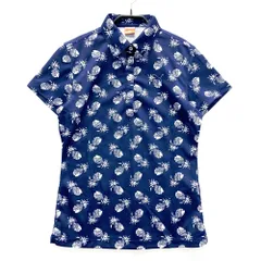 サイズ：L PUMA GOLF プーマゴルフ  半袖ポロシャツ パイナップル総柄 ネイビー系 [240101610922] ゴルフウェア レディース ストスト