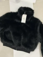 新品 ZARA ハイネック フェイクファー ショートコート(ザラ ファージャケット ファーアウター)