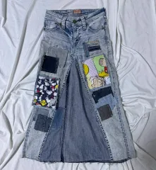 ロデオ クラウン SNOOPY ピーナッツ パッチワーク デニム スカート