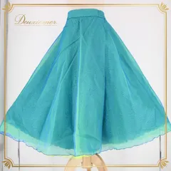 社交ダンス 衣装 スタンダード スカート レッスンウェア 練習着 Gigo-t Pnestage 青 黄緑 ブルー系 グリーン系 無地 シンプル 総丈約79.5cm ウエスト約32.5cm ファスナー 若干の伸縮性 有り おしゃれ ダンス衣装 スカート 練習用