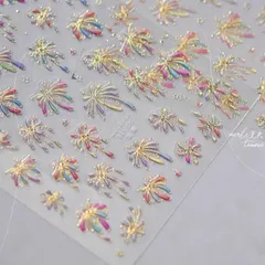 匿名配送⭐︎ネイルシール 立体 3D  打ち上げ花火　冬　夜空　ホログラム カラフル　MS891