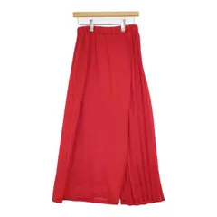 LOEFF アシンメトリープリーツパンツ ポリエステル パンツ レッド レディース ロエフ【中古】6-0115G∞