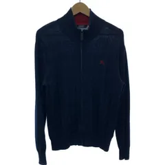 BURBERRY BLACK LABEL　ジップアップセーター　ハイネック　フルジップ　無地　ワンポイント　刺しゅう　古着