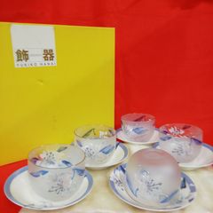 深川製磁 銘々皿 5枚セット 花柄 波形 元箱付 中皿 ギフト 和食器