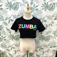 GR1356 ZUMBA クロップドTシャツ カラフルロゴ レディース XS/S ブラック