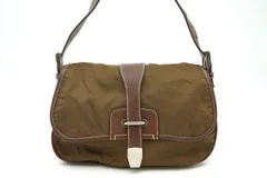 プラダ セミ ショルダーバッグ 三角ロゴプレート テスート ナイロン レザー 茶 ブラウン PRADA 4959h