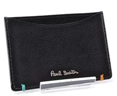 美品 Paul Smith ポールスミス Card Case カードケース 名刺入れ Pass Case パスケース ステッチ オレンジ 水色 Black ブラック 黒 Gold Logo ゴールド ロゴ