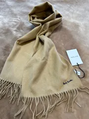 値下げ不可赤字出血セール！ポールスミスPaul Smithマフラーストールショールスカーフライトブラウン薄茶色ベージュwoolウール毛100％イギリス製英国製ユニセックス男女兼用メンズmen男性用紳士レディースladyLADYS女性用婦人ウィメンズwomenのサムネイル