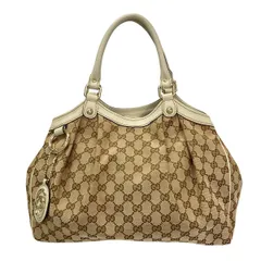 GUCCI(グッチ) トートバッグ スーキー,GG柄 211944 ダークブラウン×ベージュ×アイボリー レザー
