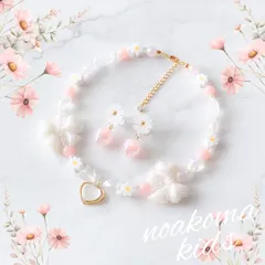 little princess＊ girly pink white ♡ キッズイヤリング キッズネックレス セット キッズアクセサリー プレゼント 女の子 キッズ 子供 誕生日 贈り物 ガーリー 苺 noakoma kids