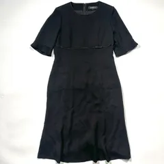 AIMER エメ ワンピース 礼服 喪服 ブラックフォーマル ノーカラー リボン 半袖 ミモレ丈 黒 11号 Lサイズ
