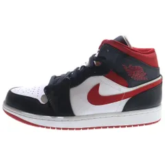 NIKE (ナイキ) AIR JORDAN 1 MID エアジョーダン1 ミッドカットスニーカー ホワイト/ブラック/レッド US10.5/28.5cm 554724-122