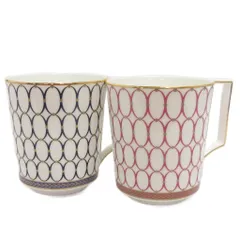 ウェッジウッド WEDGWOOD 美品 RENAISSNCE ペア マグカップ コップ 白 青 赤 ホワイト ブルー レッド 食器
