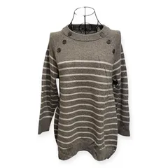 Lumania レディース ベージュボーダー ロングセーター サイズL 普通生地 汚れ傷みなし