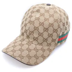GUCCI (グッチ) GGキャンバス シェリーライン キャップ 帽子 ベージュ 200035