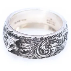 GUCCI (グッチ) インターロッキングG キャットヘッド アラベスク リング 指輪 シルバー