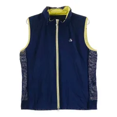 サイズ：LL BLACK&WHITE ブラックアンドホワイト  フード付 切替 ジップベスト  ネイビー系 [240101611368] ゴルフウェア レディース ストスト