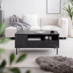【新品】大理石風 センターテーブル 幅80cm 収納付き 引き出し ローテーブル 北欧 一人暮らし